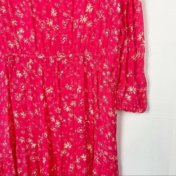 Free People Raspberry Pink Wallflower Midi Long Sleeve Dress M - Picture 5 of 6